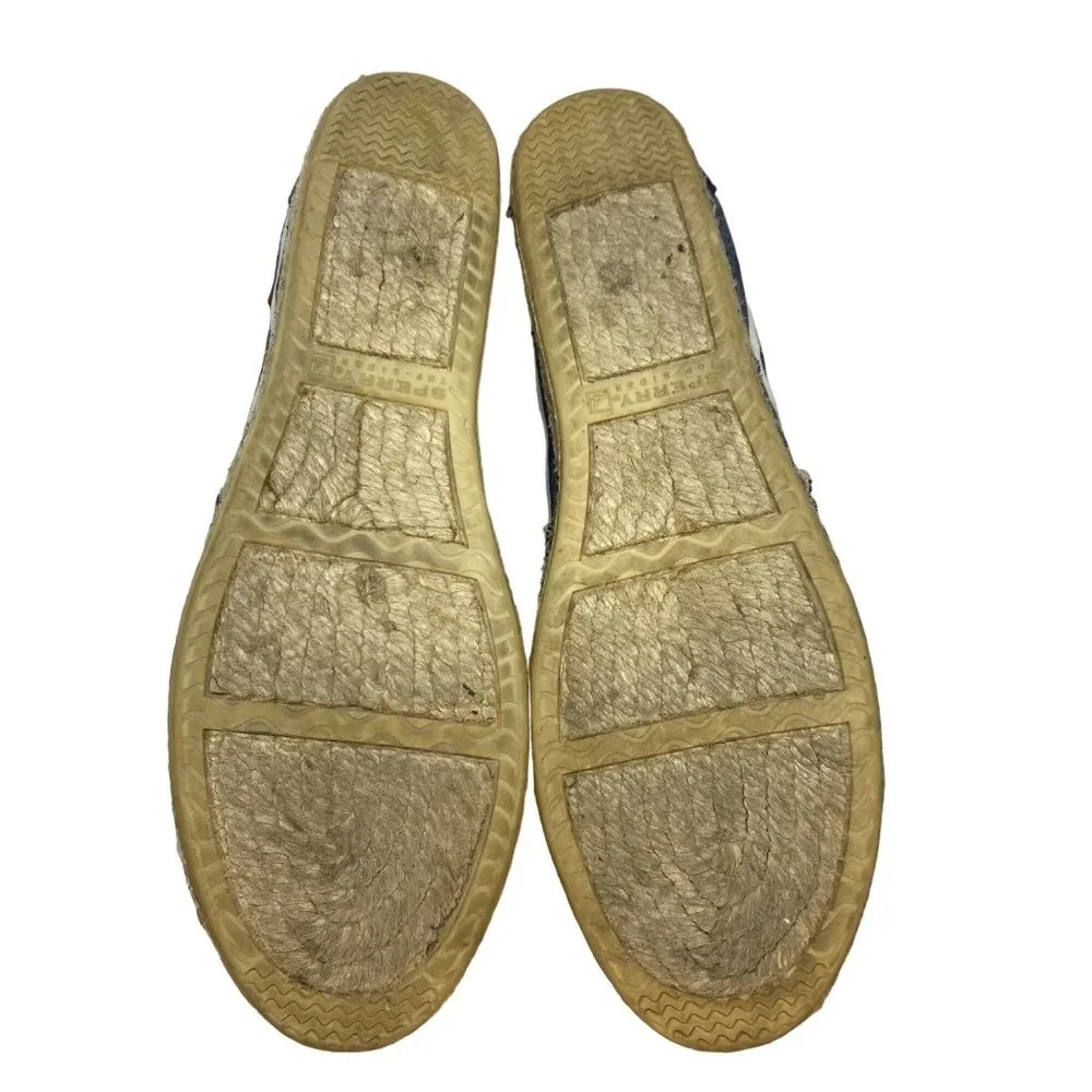 Sperry Top-Sider Blue & White Striped Espadrille Moccasins 11M - Picture 4 of 12